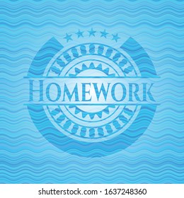 Homework water wave representation badge. Vector Illustration. Detailed.