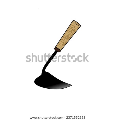 Homi, a Korean plowing tool, is a traditional agricultural tool with a short wooden handle. almost similar to a hoe. illustration
