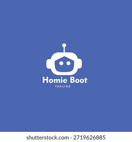 The HOMIE BOOT logo features a robot head as a symbol of technology and intelligence. The visor resembles a house, symbolizing a home assistant. This logo conveys the impression of a smart, modern, and reliable robot as a guardian and household assistant.