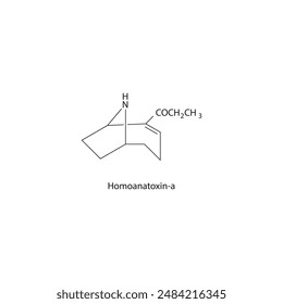 Homoanatoxin-a skeletal structure diagram. compound molecule scientific illustration.