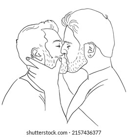 Homosexual couple, gay men are kissing. LGBT rights, free love design concept. Vector illustration