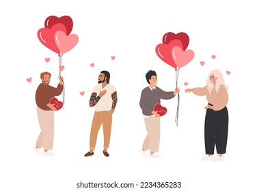 Homosexual couple in romantic relationships. Happy diversity couple on 14 February, Valentines day, Homosexuality, Collection of People on Valentines day 