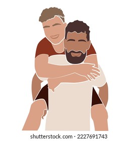 Parejas homosexuales. Comunidad LGBT, concepto de amor libre. Gays en relación romántica, pasión. Resumen de ilustración vectorial plana aislada en fondo blanco