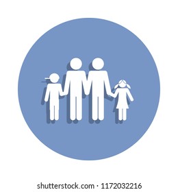 homosexual family with children holding hands icon in badge style. One of Family collection icon can be used for UI, UX on white background