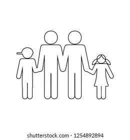 homosexual family with children holding hands icon. Element of cyber security for mobile concept and web apps icon. Thin line icon for website design and development, app 