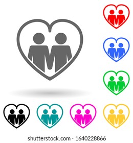 homosexual family in the heart multi color style icon. Simple glyph, flat vector of family icons for ui and ux, website or mobile application