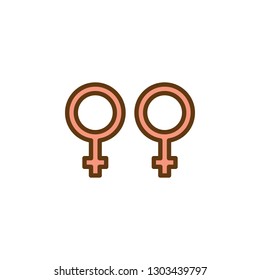 Homosexual gender flat icon, vector sign, colorful pictogram isolated on white. Lesbian Sexual Orientation symbol, logo illustration. Flat style design