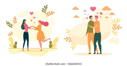 Homosexual Love, Relationships Flat Vector Concept