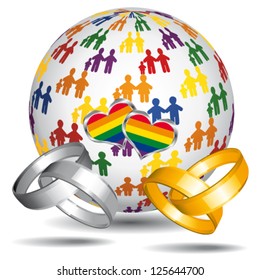 Homosexual marriage and adoption world icon. LGBT flag. Vector icon.