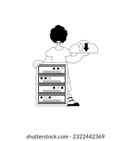 homosexual and waiter . confuse reposit typography . black and White transmit artwork. Trendy style, Vector Illustration