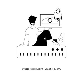 homosexual and waiter . confuse reposit typography . black and White transmit artwork. Trendy style, Vector Illustration