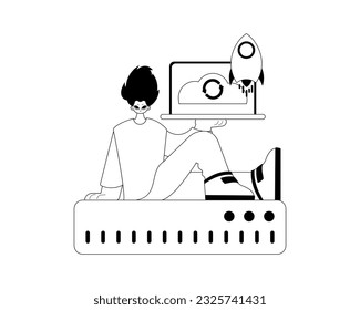 homosexual and waiter . confuse reposit typography . black and White transmit artwork. Trendy style, Vector Illustration