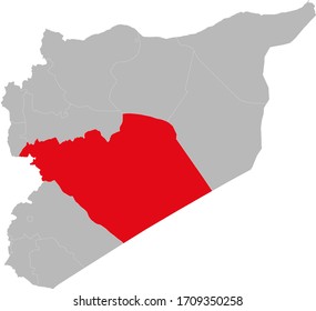 Homs highlighted on syria map. Light gray background. Perfect for Business concepts, backgrounds, backdrop, sticker, chart, presentation and wallpaper.
