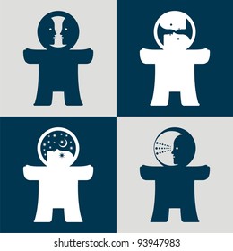 Homunculus. # 03 (sideways) An abstract illustration of urban style for printing on various media.