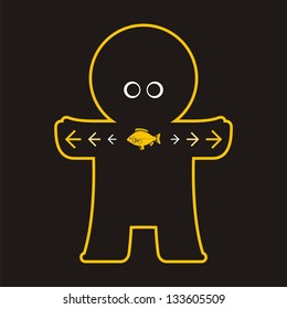 Homunculus. # 21 (biggest fish)  An abstract illustration of urban style for printing on various media.