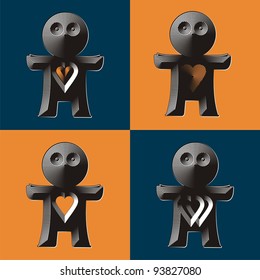 Homunculus. Set # 02 (heart) An abstract illustration of urban style for printing on various media.