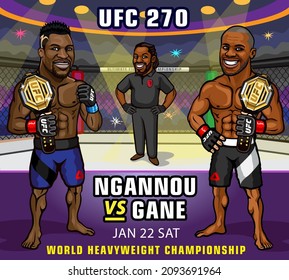Honda Center in Anaheim, California, United States. January 22, 2022. UFC 270: Ngannou vs. Gane is an upcoming mixed martial arts event produced by the Ultimate Fighting Championship