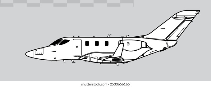 Honda HA-420 HondaJet. Vector drawing of light business jet aircraft. Side view. Image for illustration and infographics.