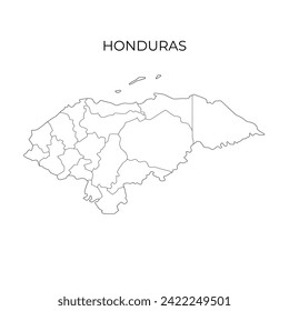 Honduras administrative division contour map. Regions of Honduras. Vector illustration