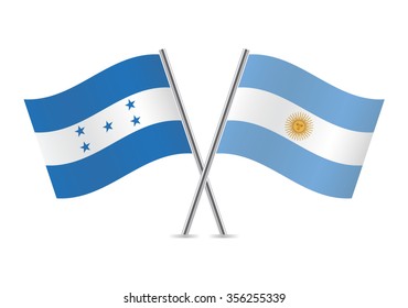 Honduras and Argentina flags. Vector illustration.