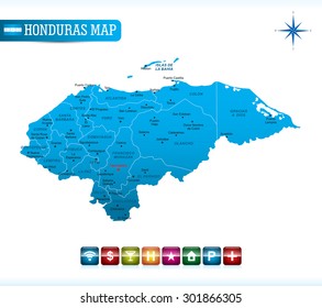 Honduras Blue Map
