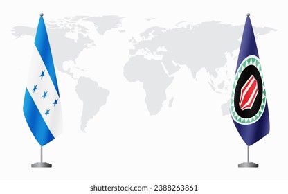 Honduras and Bougainville flags for official meeting against background of world map.