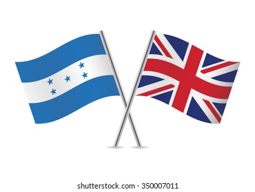 Honduras and British flags. Vector illustration.