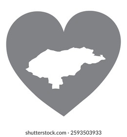 Honduras country map inside a grey love heart national pride