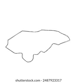 Honduras country simplified map.Thin triple pencil sketch outline isolated on white background. Simple vector icon