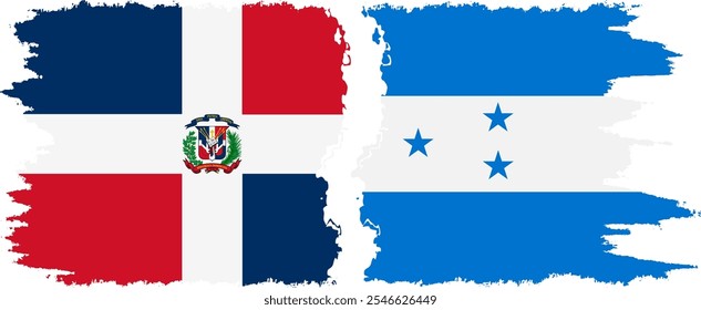 Honduras and Dominican Republic grunge flags connection, vector