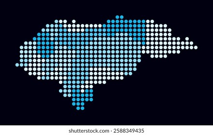 Honduras dotted map. Digital style map of the country on dark background. Honduras shape with circle dots. Colored dots style. Large size circles. Modern vector illustration.