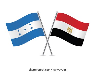 Honduras and Egypt flags. Vector illustration.
