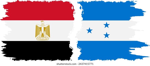Honduras and Egypt grunge flags connection, vector