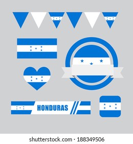 Honduras flag, banner and icon patterns set illustration