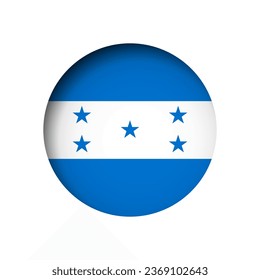 Bandera de Honduras - detrás del agujero de papel circular con sombra interior.