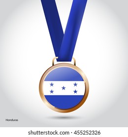 Honduras  Flag in Bronze Medal. Vector Illustration. RIO Olympic Game Bronze Medal. Vector Illustration