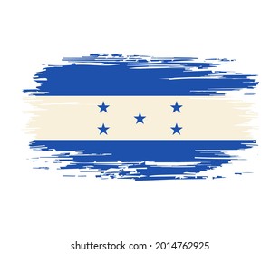 Fondo grueso del pincel de la bandera de Honduras. Ilustración vectorial.