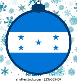 Honduras flag - Christmas ball. Happy New Year and Merry Christmas card. 