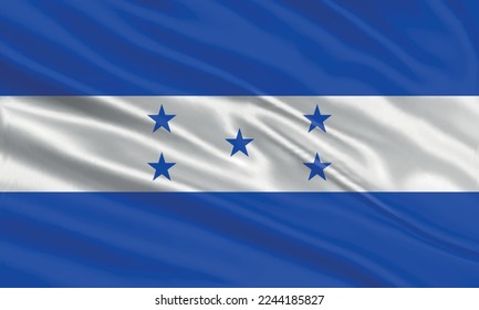 Honduras flag design. Waving Honduras flag made of satin or silk fabric. Vector Illustration.