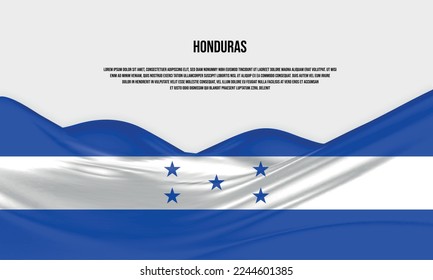 Honduras flag design. Waving Honduras flag made of satin or silk fabric. Vector Illustration.