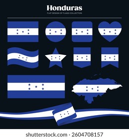 Honduras flag flat design of flags stationery shape collection