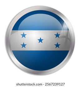 Honduras flag - glossy circle button displays a colorful flag representing a country cultural identity and heritage. The essence of national pride and unity.