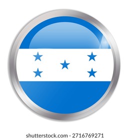 Honduras flag - glossy circle button in metal frame displays a colorful flag of a country cultural identity and heritage. The essence of national pride and unity.