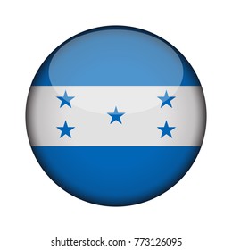 honduras Flag in glossy round button of icon. honduras emblem isolated on white background. National concept sign. Independence Day. Vector illustration.