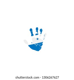 Honduras flag and hand on white background. Vector illustration