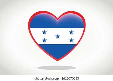 Honduras Flag in Heart Shape. Heart 3d Flag of Honduras, Honduras flag template design.