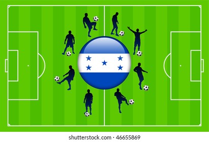 Honduras Flag Icon Internet Button with Soccer Match Original Vector Illustration
