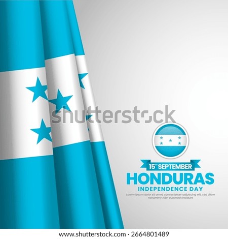 Honduras flag for independence day square banner background with waving ribbon flag