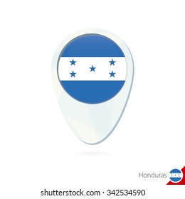 Honduras flag location map pin icon on white background. Vector Illustration.