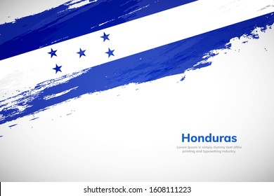 Honduras flag made in brush stroke background. National day of Honduras. Creative Honduras national country flag icon. Abstract painted grunge style brush flag background.